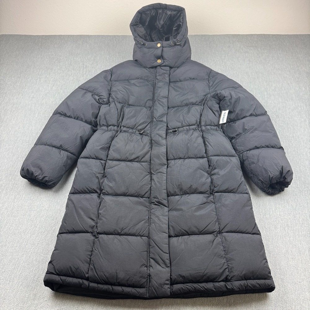 Old‎ Navy Puffer Jacket Womens XS Black Puffer Hooded Full Zip Long Winter Coat